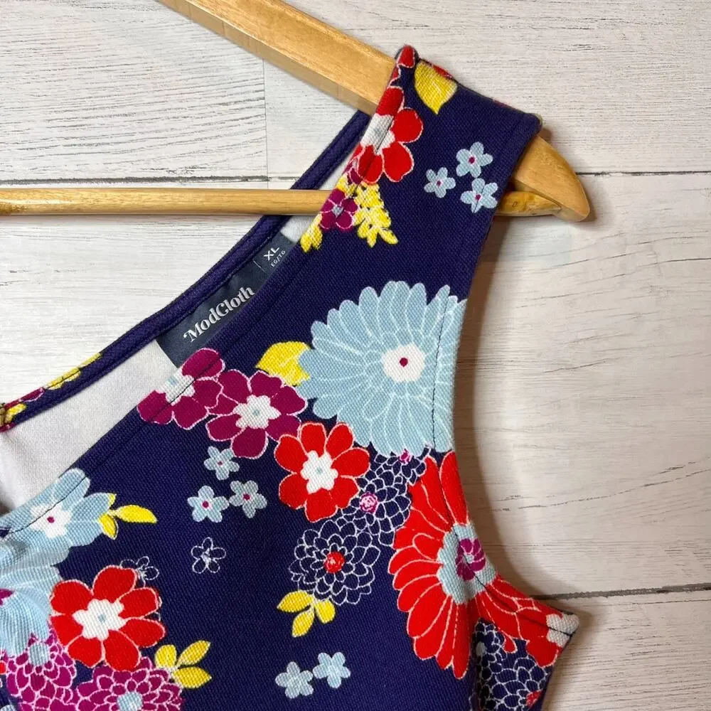 ModCloth Tank Top Womens Size XL Summer Found Stretch Floral Preppy Cotton Blend - Picture 11 of 15